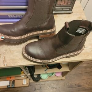 Brown Faux Leather Chelsea Boots